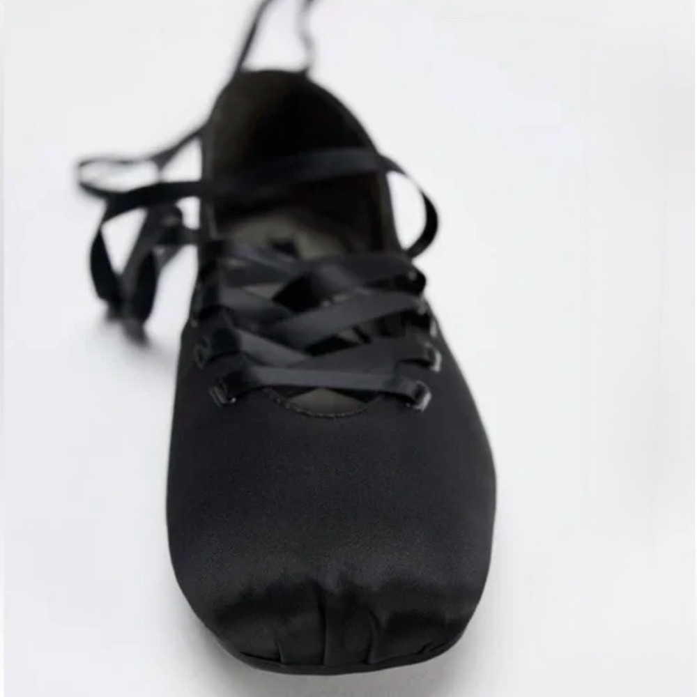 ZARA, Tied Satin Effect Fabric Ballet Flats, Laces Detail, Size 9US/40EUR - Picture 6 of 16